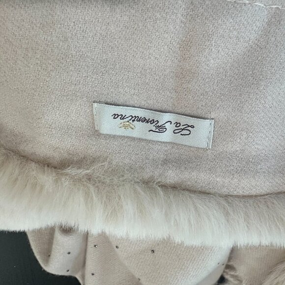 La Fiorentina Embellished Faux Fur Studded Shawl Wrap Sweater One Size - Picture 11 of 11
